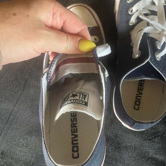 Converse Chuck Taylor All Star Low Tops Navy with Striped Double Tongue size 7 - Picture 5 of 6
